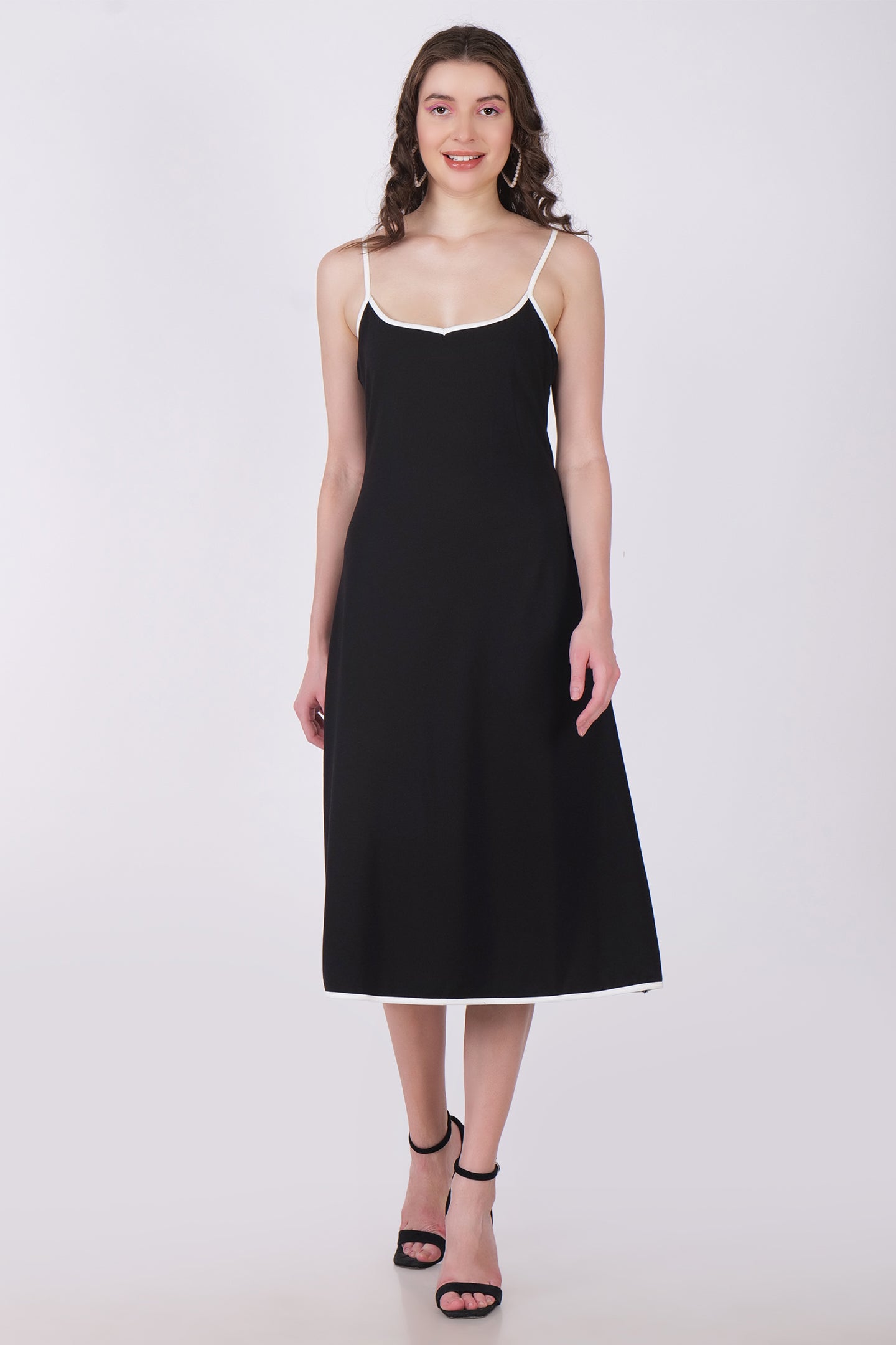 Black orders cami dress with white